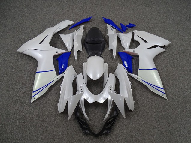 2011-2024 Blanc Nacré & Bleu Foncé Suzuki GSXR 600-750 Carénage Moto