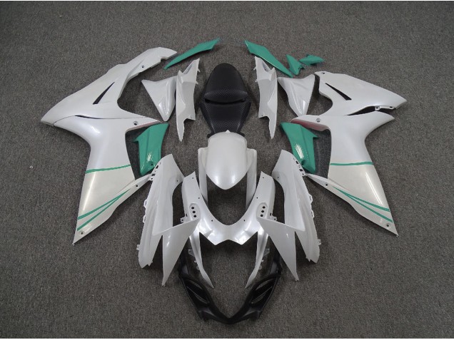 2011-2024 Blanc Nacré & Bleu T Suzuki GSXR 600-750 Carénage Moto 2011-2024 Blanc Nacré & Bleu T Suzuki GSXR 600-750 Carénage Moto