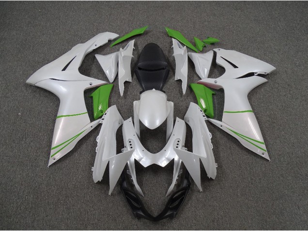 2011-2024 Blanc Nacré & Vert Suzuki GSXR 600-750 Carénage Moto 2011-2024 Blanc Nacré & Vert Suzuki GSXR 600-750 Carénage Moto