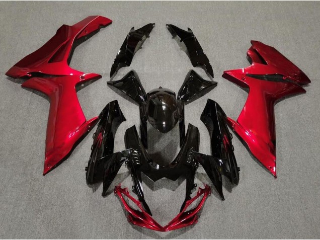 2011-2024 Noir Brillant & Rouge Lave Suzuki GSXR 600-750 Carénage Moto