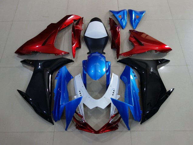 2011-2024 Personnalisé Rouge Noir & Bleu Suzuki GSXR 600-750 Carénage Moto 2011-2024 Personnalisé Rouge Noir & Bleu Suzuki GSXR 600-750 Carénage Moto