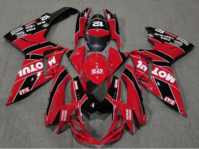 2011-2024 Rouge Brillant & Noir Motul Suzuki GSXR 600-750 Carénage Moto 2011-2024 Rouge Brillant & Noir Motul Suzuki GSXR 600-750 Carénage Moto