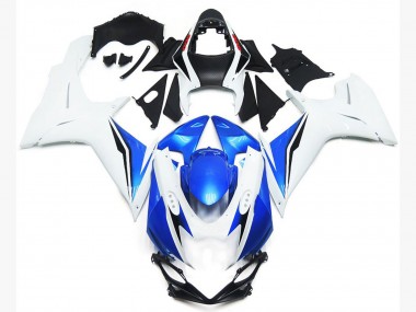 2011-2024 Style Blanc Brillant & Bleu Suzuki GSXR 600-750 Carénage Moto