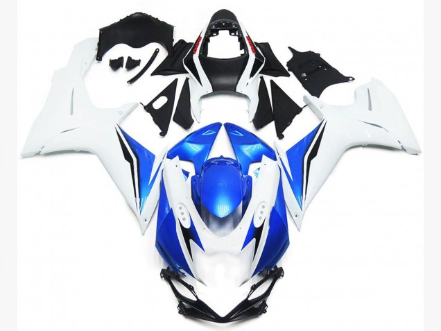 2011-2024 Style Blanc Brillant & Bleu Suzuki GSXR 600-750 Carénage Moto 2011-2024 Style Blanc Brillant & Bleu Suzuki GSXR 600-750 Carénage Moto