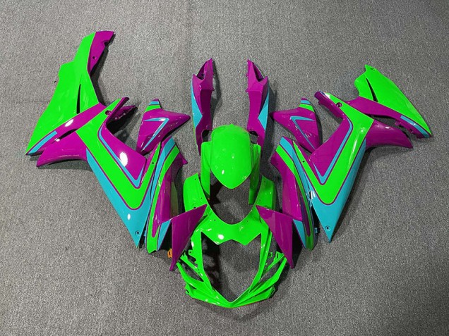 2011-2024 Vert Bleu Clair & Magenta Suzuki GSXR 600-750 Carénage Moto 2011-2024 Vert Bleu Clair & Magenta Suzuki GSXR 600-750 Carénage Moto