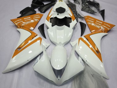 2012-2014 Blanc Brillant & Orange Yamaha R1 Carénage Moto