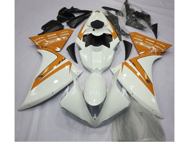 2012-2014 Blanc Brillant & Orange Yamaha R1 Carénage Moto