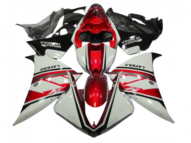 2012-2014 Blanc Brillant & Rouge Yamaha R1 Carénage Moto 2012-2014 Blanc Brillant & Rouge Yamaha R1 Carénage Moto