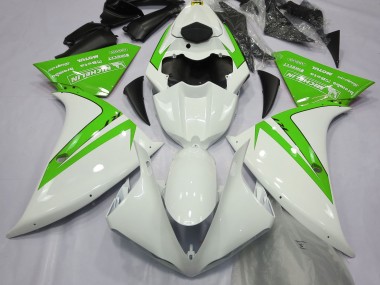 2012-2014 Blanc Brillant & Vert Yamaha R1 Carénage Moto