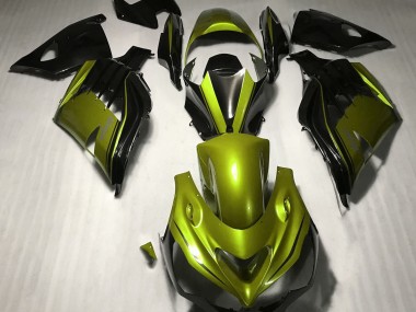 2012-2021 Jaune Brillant & Noir Kawasaki ZX14R Carénage Moto