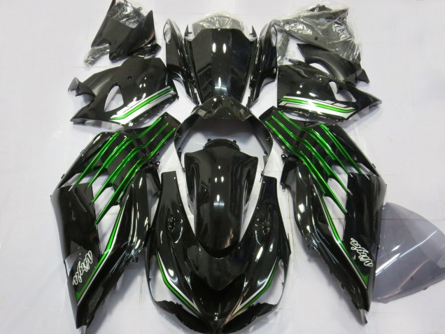 2012-2021 Noir Brillant Avec Vert Kawasaki ZX14R Carénage Moto