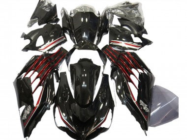2012-2021 Noir Brillant & Rouge Kawasaki ZX14R Carénage Moto