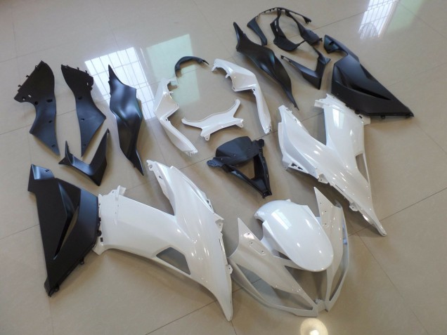 2013-2018 Blanc Brillant Noir Kawasaki ZX6R Carénage Moto 2013-2018 Blanc Brillant Noir Kawasaki ZX6R Carénage Moto