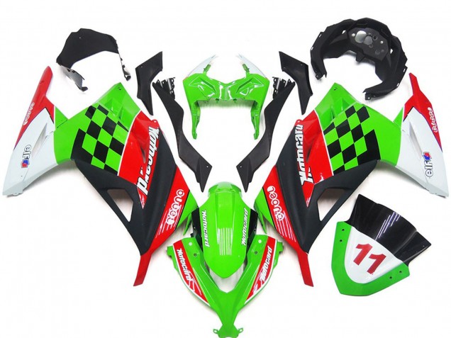 2013-2018 Carreaux Rouges & Noirs Brillants Kawasaki Ninja 300 Carénage Moto