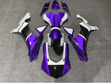 2015-2019 Accents Violets & Fibre De Carbone Yamaha R1 Carénage Moto
