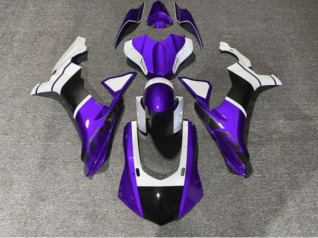 2015-2019 Accents Violets & Fibre De Carbone Yamaha R1 Carénage Moto 2015-2019 Accents Violets & Fibre De Carbone Yamaha R1 Carénage Moto
