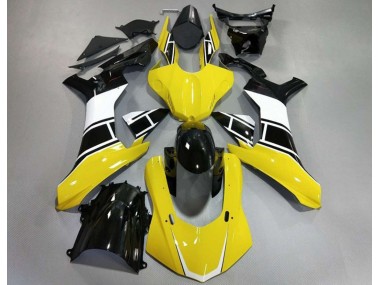 2015-2019 Jaune Brillant Blanc & Noir Yamaha R1 Carénage Moto