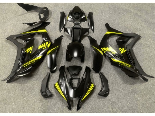 2016-2019 Noir Satiné & Jaune Kawasaki ZX10R Carénage Moto 2016-2019 Noir Satiné & Jaune Kawasaki ZX10R Carénage Moto
