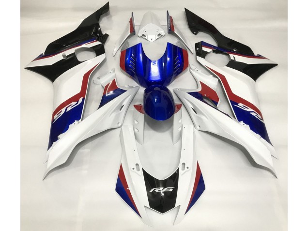 2017-2021 Blanc Brillant & Bleu Profond Yamaha R6 Carénage Moto 2017-2021 Blanc Brillant & Bleu Profond Yamaha R6 Carénage Moto