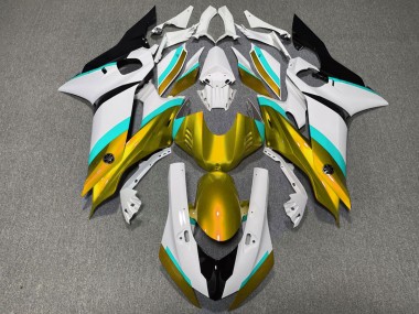 2017-2021 Brillant Doré & Bleu Clair Yamaha R6 Carénage Moto