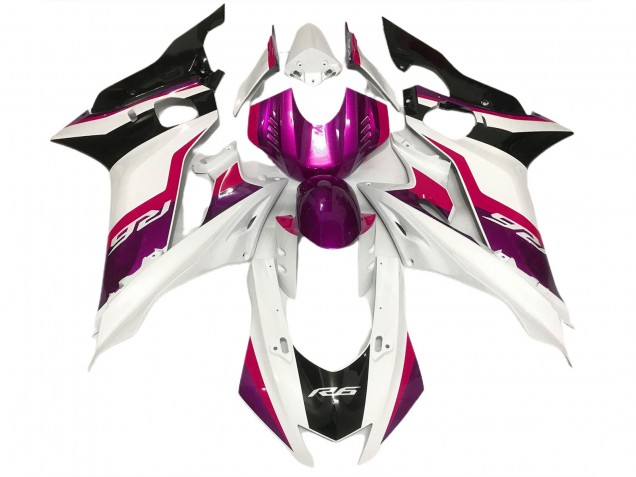 2017-2021 Rose & Blanc Brillant Yamaha R6 Carénage Moto