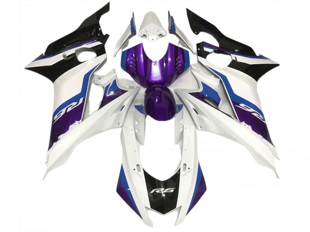 2017-2021 Violet & Blanc Brillant Yamaha R6 Carénage Moto