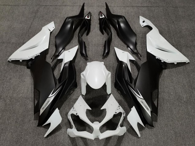 2019-2023 Blanc Nacré Mat & Noir Kawasaki ZX6R Carénage Moto