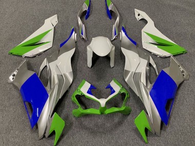 2019-2023 Vert Brillant Bleu & Argent Kawasaki ZX6R Carénage Moto